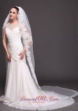 Lace Edge Two-tier Bridal Veils For Wedding Waterfall