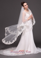 Beautiful Lace Wedding Bridal Veils Two-tiered White