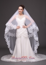 Wedding Drop Veil Two-tiered Lace 2013