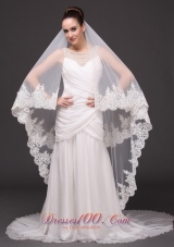 Cathedral 2013 Wedding Veil Lace Applique Edge