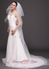 Three-Tiered Tulle Pearl Dropped Veil