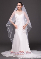 Two-tiered Tulle Wedding Pearl Fingertip Veil