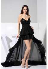 2013 Prom Dress Black Sweetheart High-low with Sequins