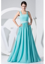 Aqua Blue Straps 2013 Prom Dress with Beading