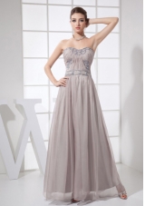Sweetheart Ankle-length Grey Prom Dress with Beading