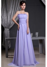 Straps Lilac Custom Made Prom Dress Chiffon