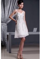 Straps Mini-length Chiffon Prom Dress with Beading