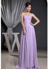 Lilac Sweetheart Floor-length Prom Dress with Beading