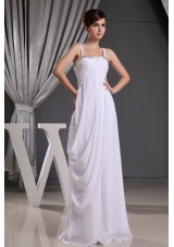 Straps Beading Ruch Wedding Dress Floor-length