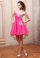 Hot Pink Mini-length Cocktail Dress With Appliques