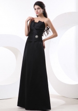 Black Taffeta Prom Evening Dress with Strapless Beading