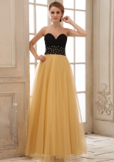 Gold Tulle Sweetheart Prom Dress with Sweetheart