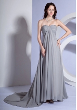 Brush Train Beads Sweetheart Grey Dress for Prom