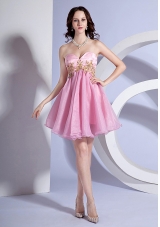 Appliques Prom Dress Sweetheart Pink Mini-length