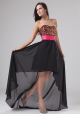 Paillette Black High-low Chiffon Sequined Prom Dress