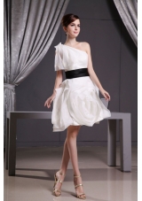 Short Wedding Dress Belt One Shoulder Short Sleeve