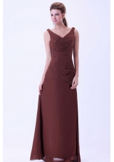 V-neck Chiffon Brown Mother Dresses Under 150