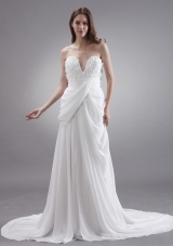 Hand Made Court Chiffon Wedding Dress Empire