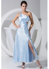 Side Cutout Slit Beading Ankle-length Prom Dress 