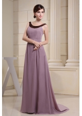 Scoop Mother Bride Dress Light Purple and Brush 