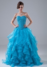 Beading Ruffles Beading Floor-length Prom Dress