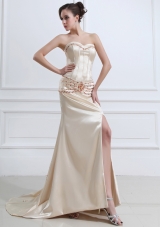 High Slit Court Prom Dress Sweetheart Champagne