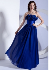 Blue Hand Flowers Empire Strapless Prom Dress
