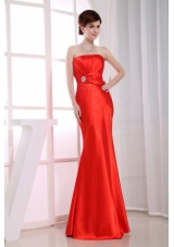 Strapless Mermaid Beading Red Prom Dress