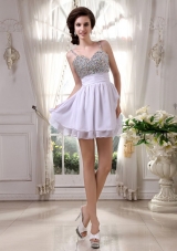 Spaghetti Straps Beaded Prom Dress Mini-length