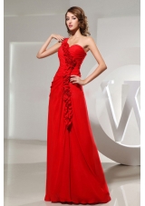 Winding Floral One Shoulder Prom Dress With Floor-length