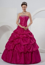 Fuchsia Beaded and Pick-ups Ball Gown On Sale