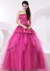 Hot Pink Quinceanera Dress With Beading For Gustomers