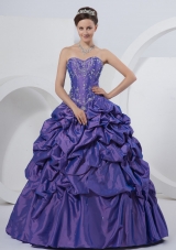 Purple Sweetheart Embroidery Taffeta Quinceanera Dress