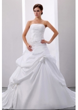 Taffeta Wedding Dress Strapless Pick-ups and Appliques