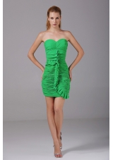 Spring Green Chiffon Mini-length Prom Dress Ruching