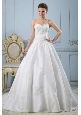 Sweetheart Custom Made Wedding Dress Appliques and Sash
