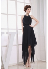 Custom Made Black Prom Dress Beaded Halter
