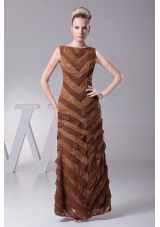 Column Designer Mother Of The Bride Dress Bateau Brown