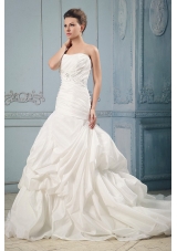 Court Train Wedding Dress With Ruching Beading Pick-ups