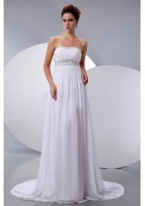 Beading Court Train Chiffon Empire Wedding Bridal Gown