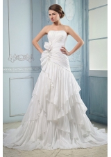 Ruching and Beading Ruffled Layers A-line Wedding Dress