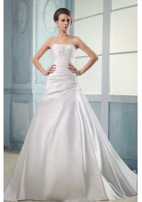 Appliques and Ruching Court Train A-line Wedding Dress