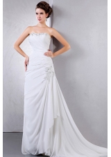 Appliques Ruching 2013 Wedding Dress Court Chiffon