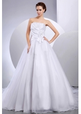 Ruched Wedding Dress Ruched A-line Cathedral Train