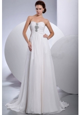 Beading Brush Train Chiffon Bridal Wedding dresses