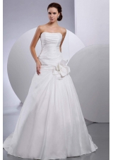 Handmade Flower Brides dresses Taffeta Court Train A-Line