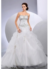 Pick Ups Organza Wedding Gown Dress Court Train