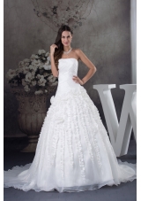 A-line Wedding Dress With Ruching Strapless Court Train