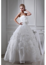 Appliques Ruching Sweetheart Ball Gown Wedding Dress