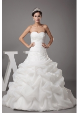 Pick-ups Sweetheart A-line / Princess Wedding Dress With Corset up Back